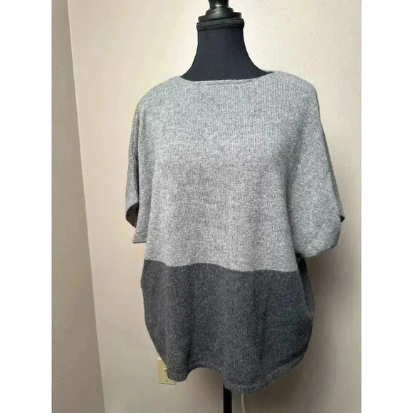 Riviera Cashmere Gray/Gray Short Sleeve Sweater SZ SM - Picture 1 of 6